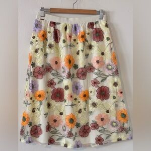 Classic Concepts Floral Embroidered Tulle Skirt Women’s Size PXL
